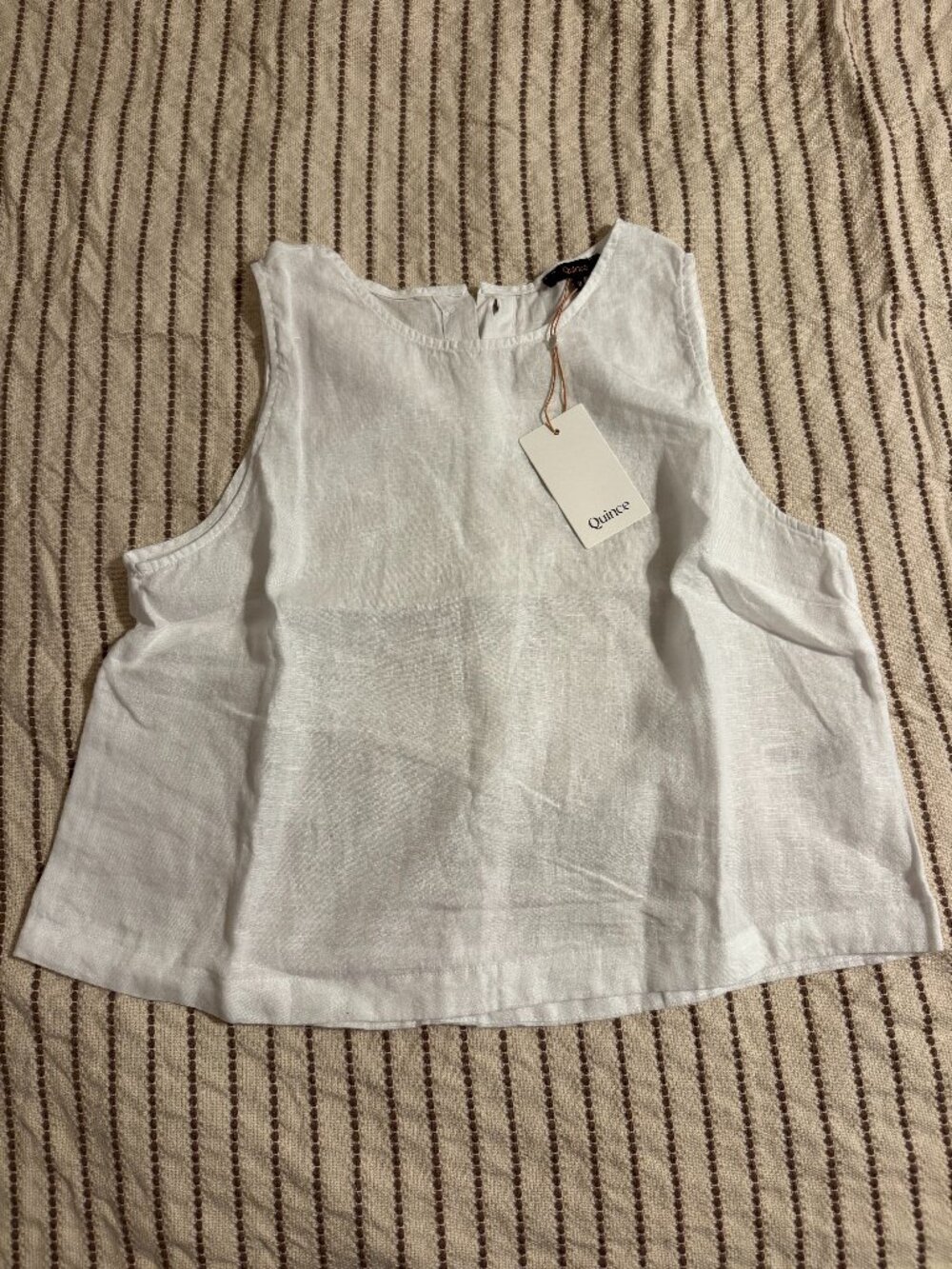 Quince 100% European Linen Cropped Tank White Medium NEW NWT